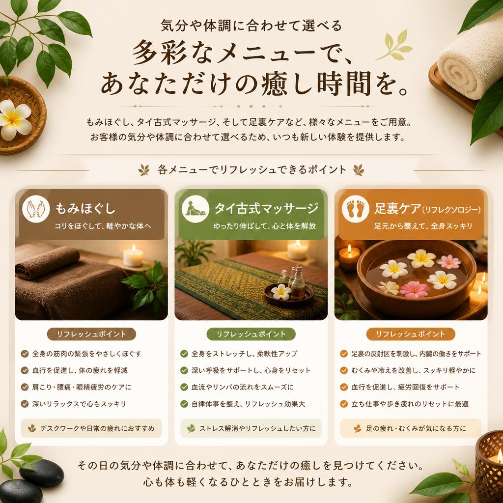 幅広いメニューで選べる楽しさ