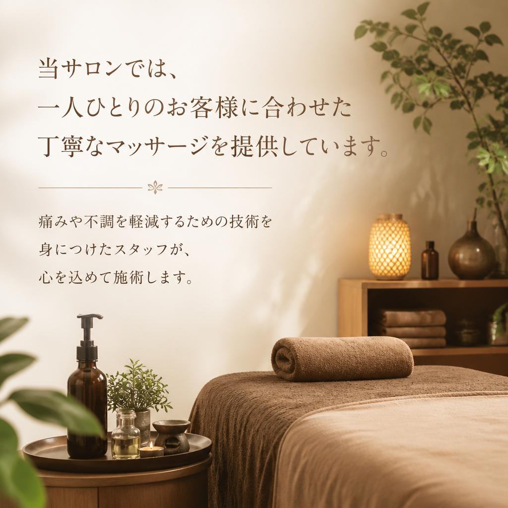 丁寧なマッサージで心身を癒す